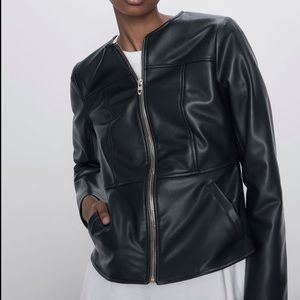 Zara faux leather double zippered jacket
